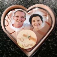 Herz mit bedrucktem Schokotaefelchen